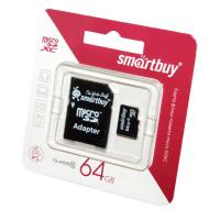 Карта памяти MicroSD 64GB Smartbuy (SD-adapter) Class 10