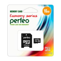 Карта памяти MicroSD 16GB Perfeo (SD-adapter) Class10, economy series