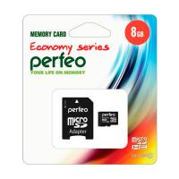 Карта памяти MicroSD 8GB Perfeo (SD-adapter) Class10, economy series