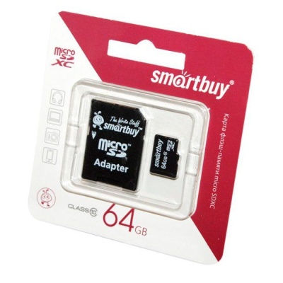 Карта памяти MicroSD 64GB Smartbuy (SD-adapter) фото