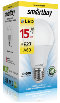 LED лампа Smartbuy A60-15W/3000/E27 SBL-A60-15-30K-E27 фото