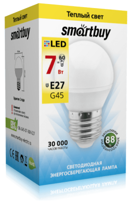 LED лампа Smartbuy G45-07W/3000/E27 SBL-G45-07-30K-E27 фото